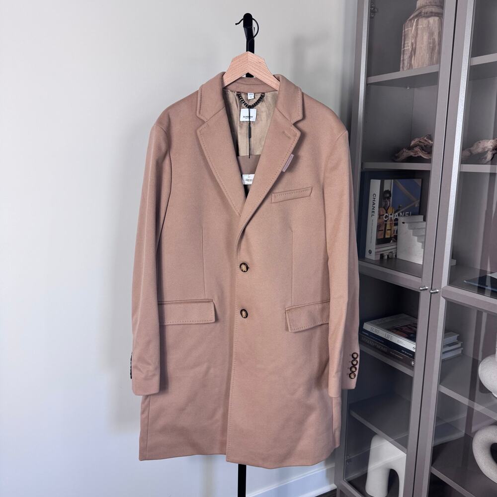 Burberry Camel Tan Mid-Length Wool Cashmere Dress Coat 54 NEW Brown Overcoat
